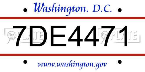 7DE4471 District Of Columbia License Plate