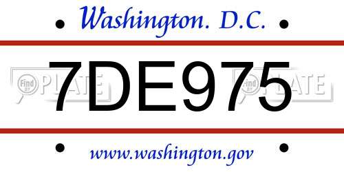 7DE975 District Of Columbia License Plate