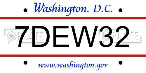 7DEW32 District Of Columbia License Plate