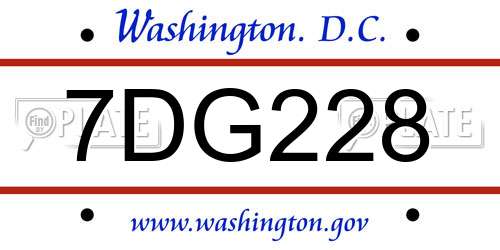 7DG228 District Of Columbia License Plate