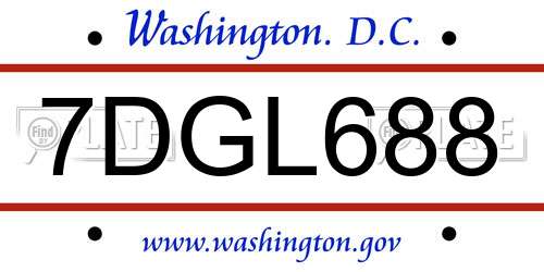 7DGL688 District Of Columbia License Plate