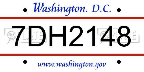 7DH2148 District Of Columbia License Plate