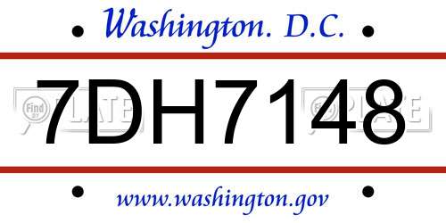 7DH7148 District Of Columbia License Plate