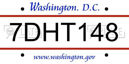 7DHT148 District Of Columbia License Plate