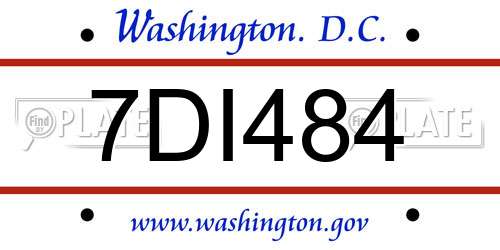 7DI484 District Of Columbia License Plate