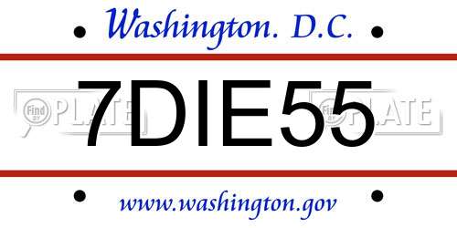 7DIE55 District Of Columbia License Plate
