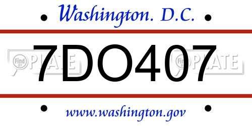7DO407 District Of Columbia License Plate