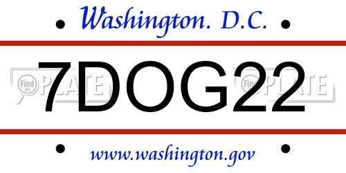 7DOG22 District Of Columbia License Plate