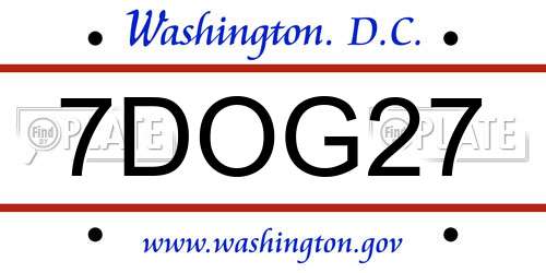7DOG27 District Of Columbia License Plate
