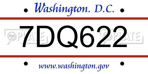 7DQ622 District Of Columbia License Plate