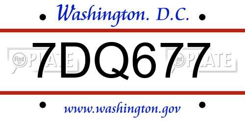 7DQ677 District Of Columbia License Plate
