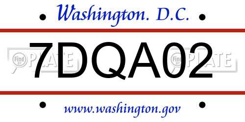 7DQA02 District Of Columbia License Plate