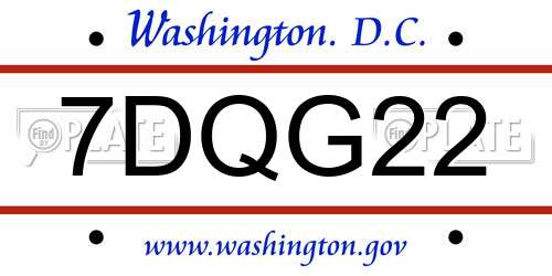 7DQG22 District Of Columbia License Plate