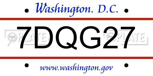 7DQG27 District Of Columbia License Plate