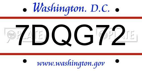 7DQG72 District Of Columbia License Plate