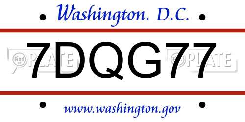 7DQG77 District Of Columbia License Plate
