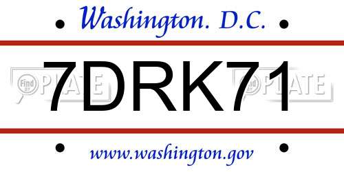 7DRK71 District Of Columbia License Plate