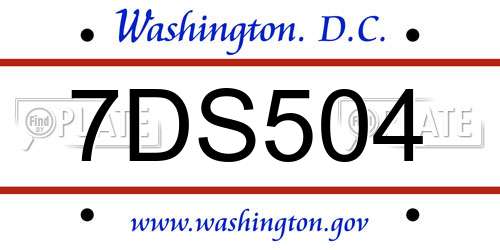 7DS504 District Of Columbia License Plate