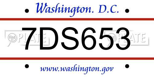 7DS653 District Of Columbia License Plate