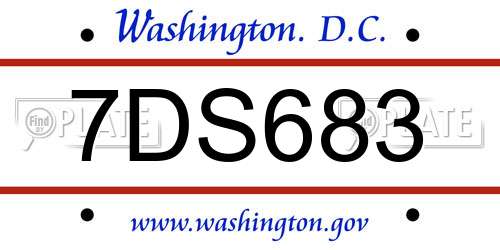 7DS683 District Of Columbia License Plate