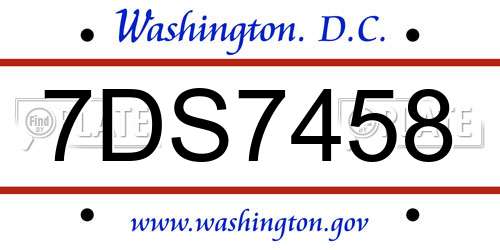7DS7458 District Of Columbia License Plate