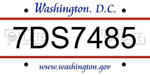 7DS7485 District Of Columbia License Plate