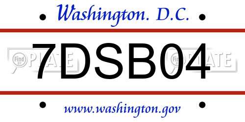 7DSB04 District Of Columbia License Plate