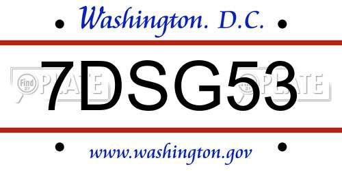7DSG53 District Of Columbia License Plate