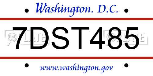 7DST485 District Of Columbia License Plate