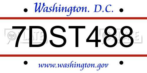7DST488 District Of Columbia License Plate