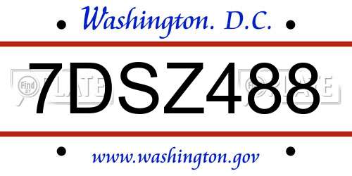 7DSZ488 District Of Columbia License Plate