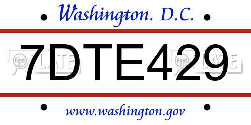 7DTE429 District Of Columbia License Plate