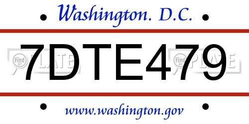 7DTE479 District Of Columbia License Plate
