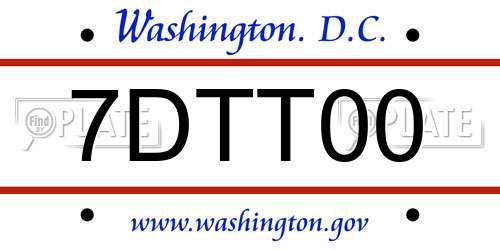 7DTT00 District Of Columbia License Plate
