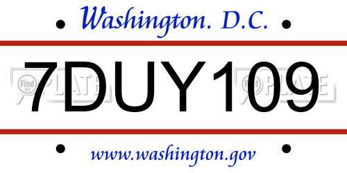7DUY109 District Of Columbia License Plate