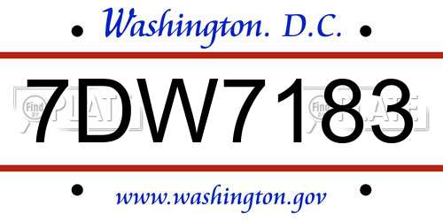 7DW7183 District Of Columbia License Plate