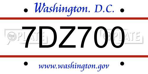 7DZ700 District Of Columbia License Plate