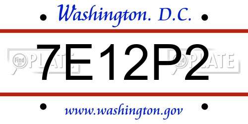 7E12P2 District Of Columbia License Plate