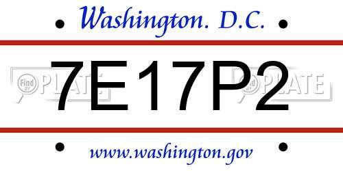 7E17P2 District Of Columbia License Plate