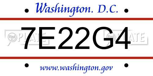 7E22G4 District Of Columbia License Plate