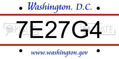 7E27G4 District Of Columbia License Plate