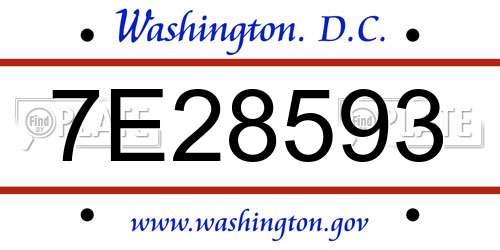 7E28593 District Of Columbia License Plate