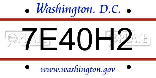 7E40H2 District Of Columbia License Plate
