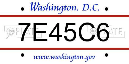 7E45C6 District Of Columbia License Plate