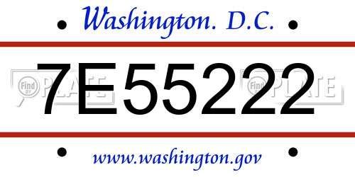 7E55222 District Of Columbia License Plate