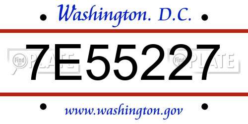7E55227 District Of Columbia License Plate