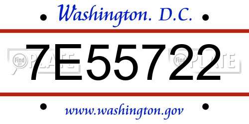 7E55722 District Of Columbia License Plate