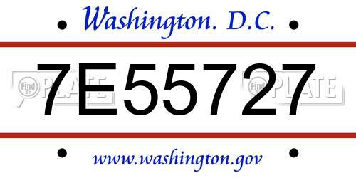 7E55727 District Of Columbia License Plate