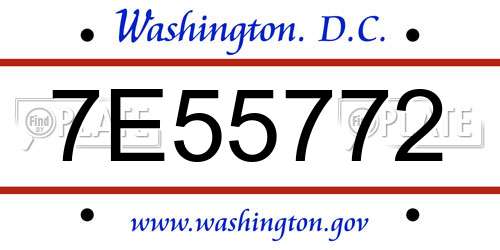 7E55772 District Of Columbia License Plate