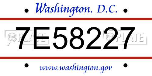 7E58227 District Of Columbia License Plate